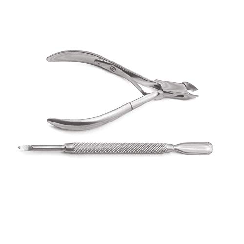 AAProTools Cuticle Pusher Remover with Nipper Stainless Steel Manicuring Nail Art Tool Set #4