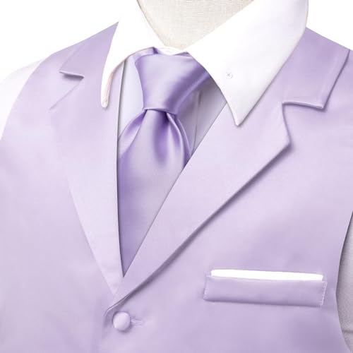 Hi-Tie Men's Suit Vest Business Casual Waistcoat with 3 Pockets for Wedding or Tuxedo Vest V-Neck3