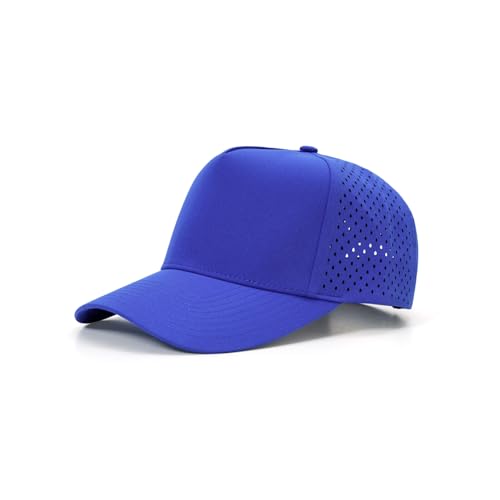 Image of Men Quick Dry Water Resistant 5-Panel Mesh Snapback Baseball Cap Adjustable Hat 22 inch-23.6 inch(56-60cm) for Golf Running Workout - Royal Blue