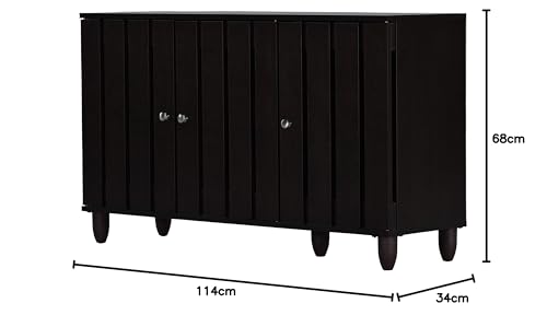 Image of DeckUp Minang 3-Door Engineered Wood Shoe Rack (Dark Wenge, Matte Finish)