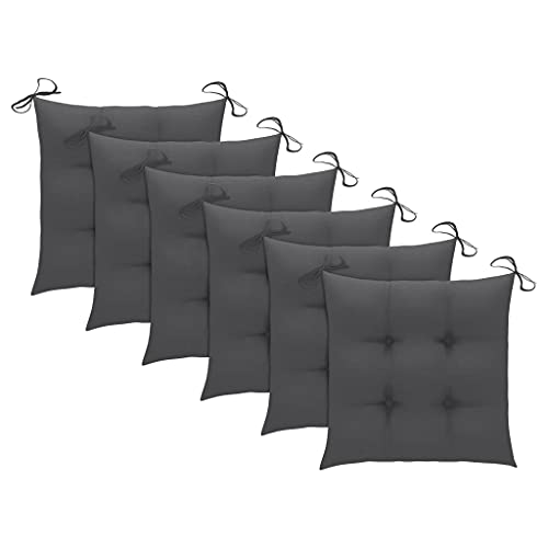 vidaXL 6X Coussins de Chaise Coussins de Siège Coussins de Chaise de Salle à Manger Patio Terrasse Jardin Extérieur Anthracite 40x40x7 cm Tissu