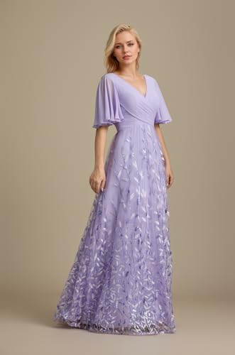 Leaf Lace Appliques Mother of The Bride Dresses for Women Formal Wedding Guest Floor Length Evening Gown3