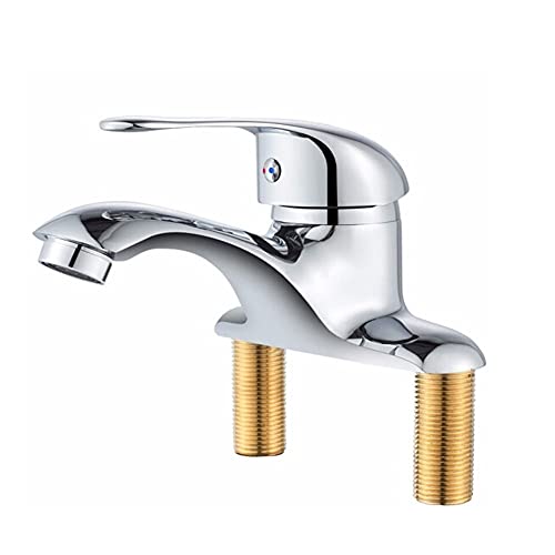 Robinets de Salle de Bain Robinets d'évier pour Salle de Bain Corps en cuivre raffiné Robinet de lavabo de Salle de Bain Chaud et Froid Robinet de lavabo à Levier Unique à Double Trou