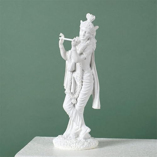 Sculpture Krishna marbre blanc 25cm | Statuette dieu hindou luxe - 5