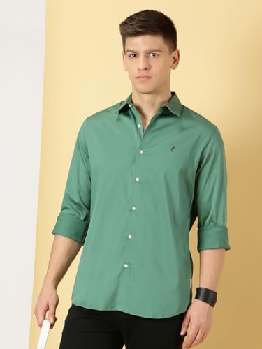 Image of Thomas Scott Men's | Solid | Full Sleeve | Slim Fit | Cotton Blend | Spread Collar | Casual Shirt