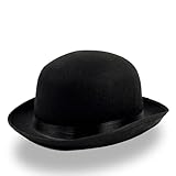 Black Felt Derby Bowler Hat – Classic Derby Hat, Steampunk Costume Accessory, Vintage 1920s Style, Ideal for Theater, Jazz, and Formal Wear, Good for Winter, Fashion Cap, Men and Women – Black Color