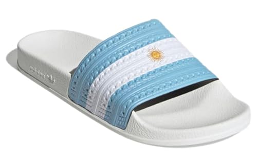 adidas Mens Adilette Slide Sandal 'Argentina', White Blue Gold2