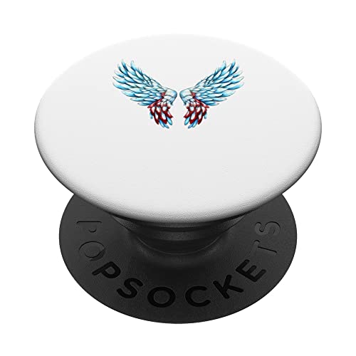 Veterans day, 4th of July patriotic wings angel usa flag PopSockets Swappable PopGrip, Black