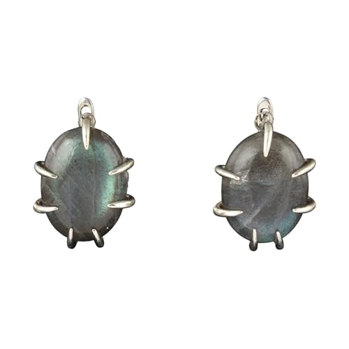 Boucles d'oreilles labradorite naturelle anti-ternissement argent 925 ovale