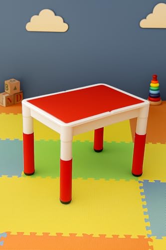 Amazon Brand - Supples Kids Study Table and Chair Set | Durable & Multi-Purpose Plastic Table & Chair Set for 2+ Years Baby | Rectangular Shape | White & Red - Image 5 thumbnail