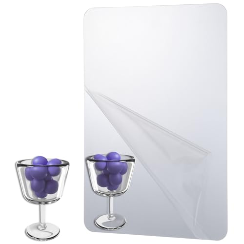 FNANJWQ Acrylic Self Adhesive Mirror Sheet for Wall Plastic Non Glass Sticky Kid Shatterproof Safety Mirror Tiles for Classroom Playroom Wall Hang Mirro Bedroom Door Rectangle 8x12 inch