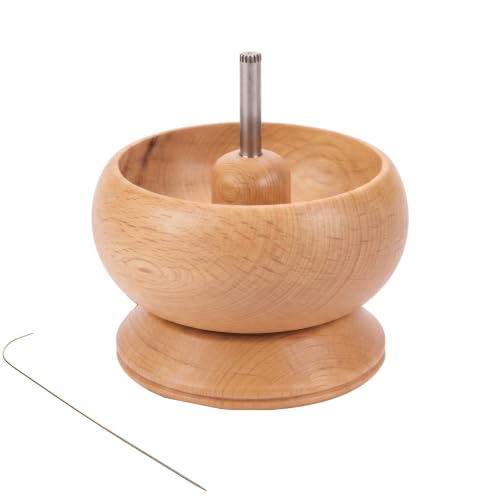 Image of Beading Spinner Set: 3-Inch Mini Wooden Spinner for Jewellery Making and DIY Crafting by Beadsnfashion, Includes 2 Pcs Curved Needles for Fast Threading