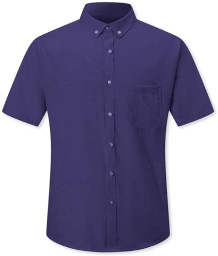 Image of SANGTREE Men & Boy Striped Multicolor Oxford Cotton Shirt,Comfortable Fit,Short Sleeve Collared Shirt