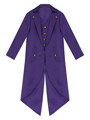 Choomomo Kids Medieval Steampunk Tuxedo with Hat Halloween Vampire Tailcoat Jacket Victorian Frock Coat3