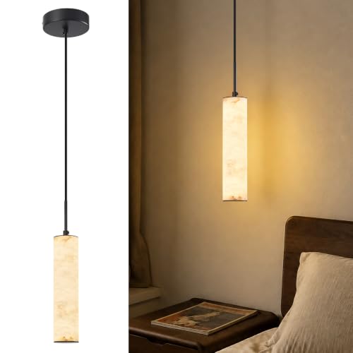 Image of Black Natural Alabaster Long Tube Kitchen Island Pendant Lights,3000k