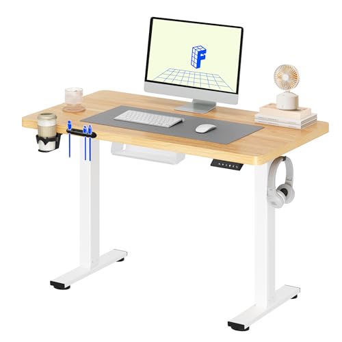 FLEXISPOT Bureau Assis Debout Basic, 110x54cm Une Pièce, Bureau Électrique Réglable en Hauteur, avec Porte-gobelets et Crochets, Panneau à Fonctions...