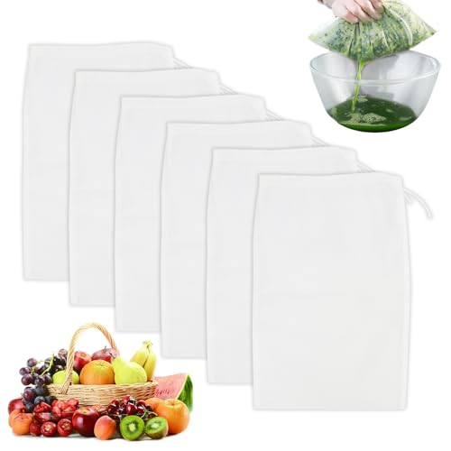 6 PCS 20 X 30 Cm,Bolsas De Leche De Nueces, Tela Para Colar Reutilizable De Malla Fina, Nut Milk Bag Para Filtrar Zumos, Café, Yogur, Queso, Tela Filtrar Macerado Y Kefi