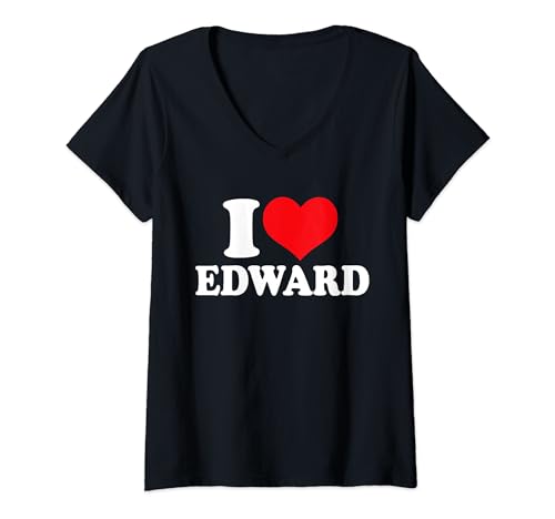 Donna I Love Edward, I Heart Edward nome Maglietta con Collo a V