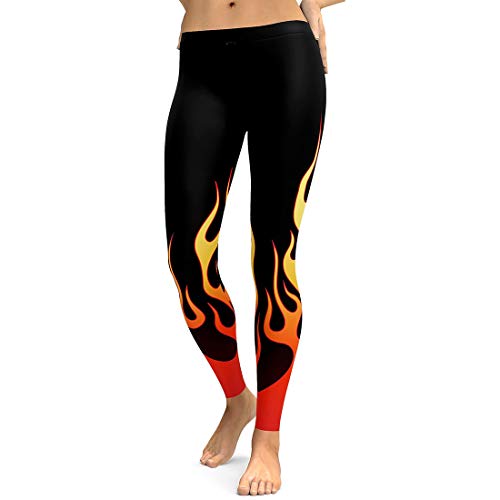 Nude Feeling Slim High Waist Gradient Fire Print Long Leggings