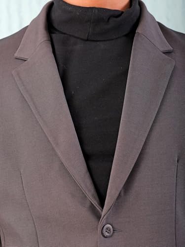 Image of The Indian Garage Co Men Comfort Straight Fit Solid Stretchable Single Breated Knitted Blazers
