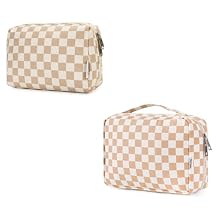 Narwey Checkered Makeup Bag with Hanging Travel Toiletry Bag for Women