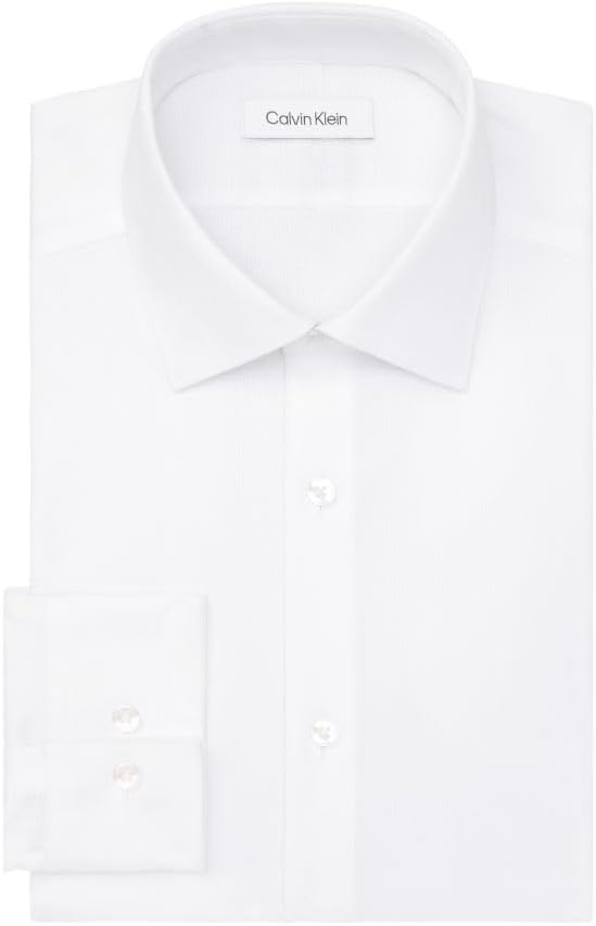 Calvin Klein Mens Dress Shirt Non Iron Stretch Slim Fit Solid