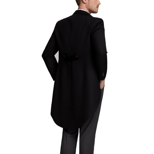 Men's 3 Piece Tuxedo Suit Slim Fit Swallow Long Tailcoat Performances Dinner Party Wedding Double Breasted Vest Pants4