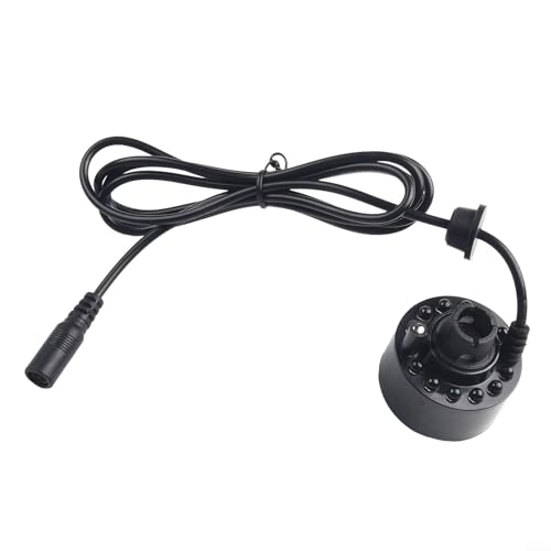 350ml/H Mist Maker Fogger Replacement with 6/12 LED Lights for Water Pond, Aquarium Humidifier, Garden Fountain, Zinc Alloy & Plastic, DC 24V, Silver/Black(12 HEAD BLACK)