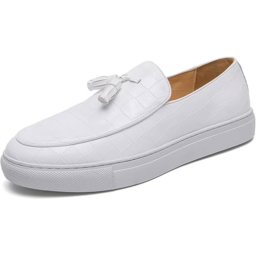 Men's Leather Slip-On Loafers Comfort Round Toe Anti-Slip Casual Shoes