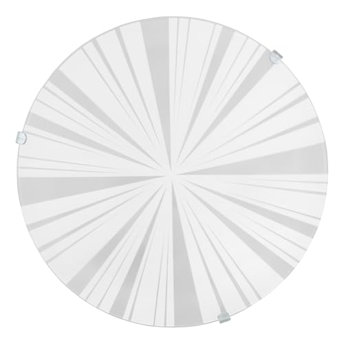 EGLO Deckenlampe Mars 1, 1 flammige Wandleuchte, Deckenleuchte aus Stahl, Farbe: Weiß, Glas: Weiß satiniert Motiv Strahlen, Fassung: E27