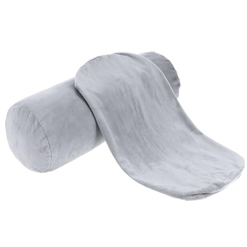 2 Pack Round Neck Roll Pillow Cover, 16 x 6 Inch Soft Bolster Pillow Covers with Zipper, Breathable Velvet Cylinder Pillow Case for Cylindrical Cushion, Pillow Case Only (Gray)