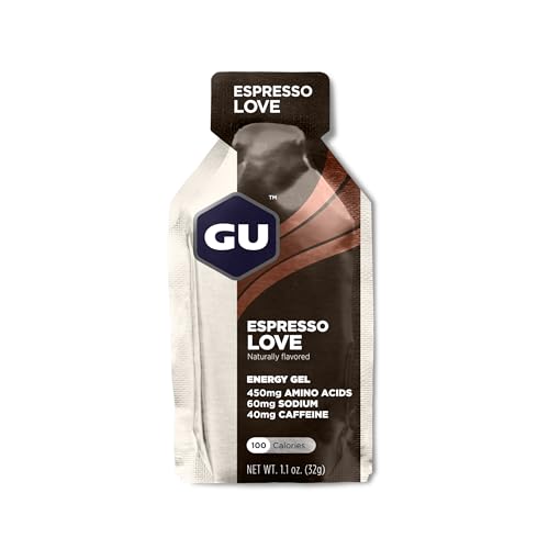 GU Energy Gel - Integratori di carboidrati digeribile e pratico per endurance - Gluetn Free - VEGAN - 24 gel da 32gr. (Espresso Love)