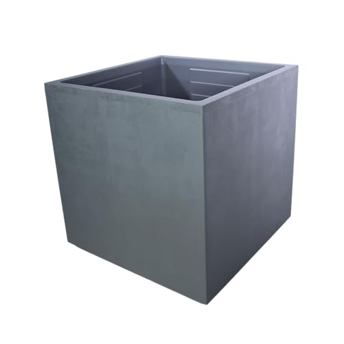 mgc24 Millennium Pflanzkübel mit Wasserspeicher und Rollen 49 x 49 x 49 cm Aschgrau | eckiger Blumentopf für Garten, Terrasse & Balkon | wetterfest & UV‑beständig