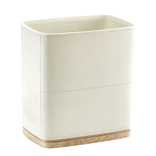 Polytree Bathroom Trash Can 1.8 Gallon(7 Liter) Small Kitchen Garbage Can,Decor Wastebasket For Bedroom Office,Resin Hand-Carved Leather Beige #TOP3