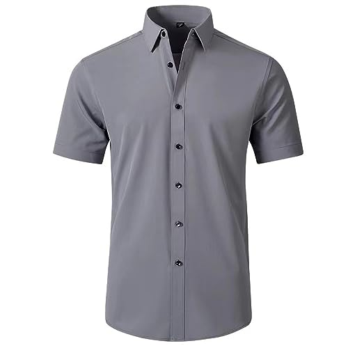 Chemise d'affaires homme col Kent pour le bureau en été gris