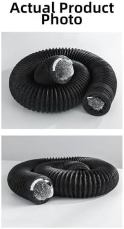 Flexible PVC Air Hose Aluminium Foil Specially Designed for Cooker Hood Exhaust with Steel Wire Reinforcement and Low Resistance Airflow Path (B)
