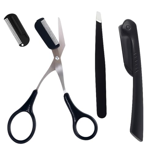 Augenbrauen Trimmer Schere mit Kamm, Augenbrauenschere mit Kamm...