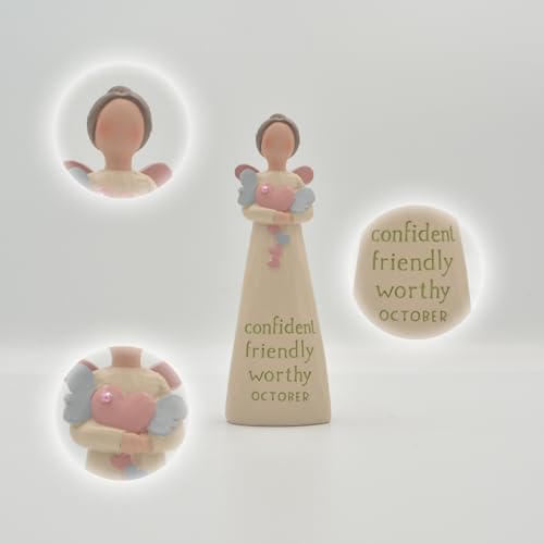 Feather & Grace Birth Angel Hand Painted Decorative Figurine Resin with October, Multicolor, 13cm x 5cm - Image 4