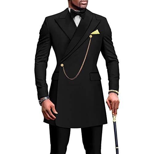 Men`s Suits Slim Fit Blazer and Pants Set Dashiki Outfits with Bow Tie Chain Kerchief African...
