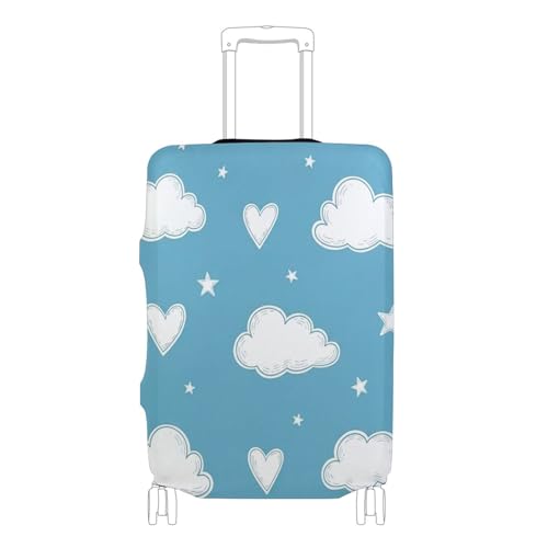 Joisal Suitcase Cover Cute Luggage Protector Anti-scratch Flower Travel Luggage Sleeve for Women Sky Blue White Clouds, M, Fits 22-24 Inch Case