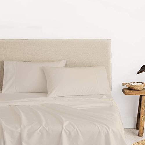 Image of Cotton Single Bedsheet with 2 Pillow Covers | 100% Pure Cotton | 300 Thread Count | Soft & Breathable |60x90 Inch - Cream Color
