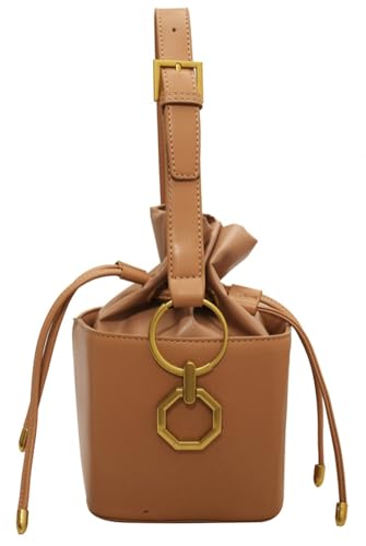 Image of Casual Bucket Bag Trendy Crossbody Bags For Women Vegan Leather Handbags Elegant Clutch Purses Women's Evening Bag