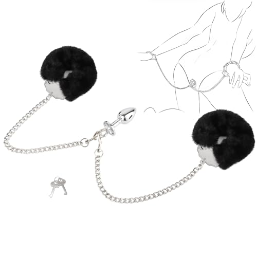 BDSM Handschellen mit Analplug Metall Sexy Handschellen mit Butt Plug Trainingsset Sex Für Die Bestrafung Sex Zubehör