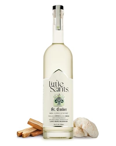 Little Saints St. Ember Non-Alcoholic Spirit - Mezcal-Inspired NA Alternative - Zero Proof, Sugar Free Cocktail Mixer - Lion's Mane Mushroom & Palo Santo Boost Creativity, Adaptogens & Botanicals