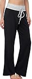 iniber Women's Comfy Pajama Pants Casual Lounge Pant Wide Leg Palazzo Stretch Drawstring Bottoms