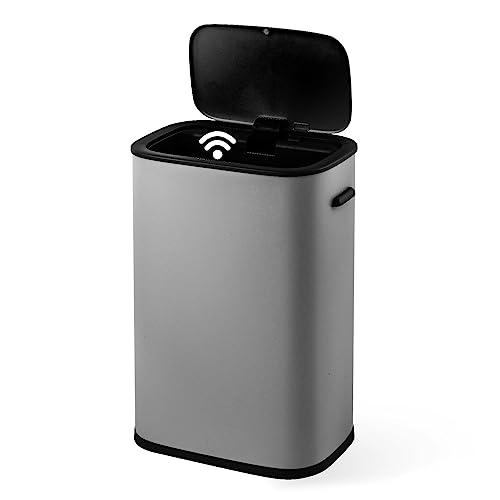 Image of GAOMON Touchless Trash Can 14.5 Gallon /55 L, Stainless Steel Kitchen Garbage Can, Automatic Sensor Rectangle Garbage Bin with Odor-Absorbing Mute Lid for Kitchen, Bedroom, Bathroom