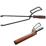 Charcoal Tong Charcoal Clip with Storage case Barbecue Fireplace Tong Iron Charcoal Clamp for Wood S
