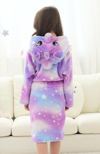Doctor Unicorn Girls Fleece Hooded Robe Toddler Warm Fuzzy Bathrobe Purple 2 6-7 Years thumb #2