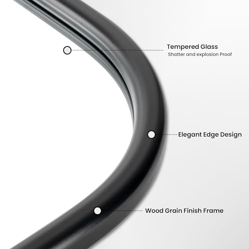 Image of 24 inchx36 inch Arch Wall Mirror Bathroom Mirror for Wall Mounted, Tempered Glass, Wood Grain Finish Frame Wall Mirror Decorative for Living Room Bedroom Entryway, Black