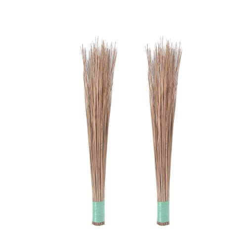 Image of Brown Color Natural Coconut Leaf Grass Broom Stick Jhadu for Home and Kitchen Cleaning Broom Stick (Teela /Nariyal Jhadu) Set of 2